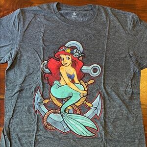 Disney Gray Tee with Teal, Red & Yellow Ariel Graphic